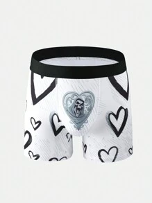 Men's Simple Heart Printed Daily Boxer Briefs - Multicolor - View 1
