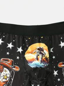 Modne męskie bokserki z nadrukiem astronautów