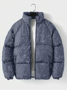 SHEIN Cottnline Men'S Full Print Jacket - Grey - View 1