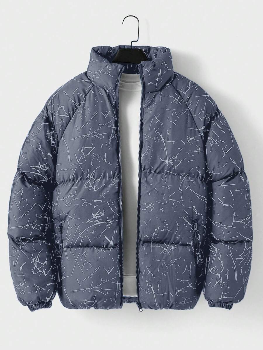 SHEIN Cottnline Men'S Full Print Jacket - Grey - View 1