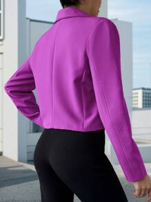 EURMUSE Lapel Neck Double Breasted Blazer - Purple - View 2