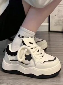 秋冬女士时尚星星拼接厚底休闲运动鞋