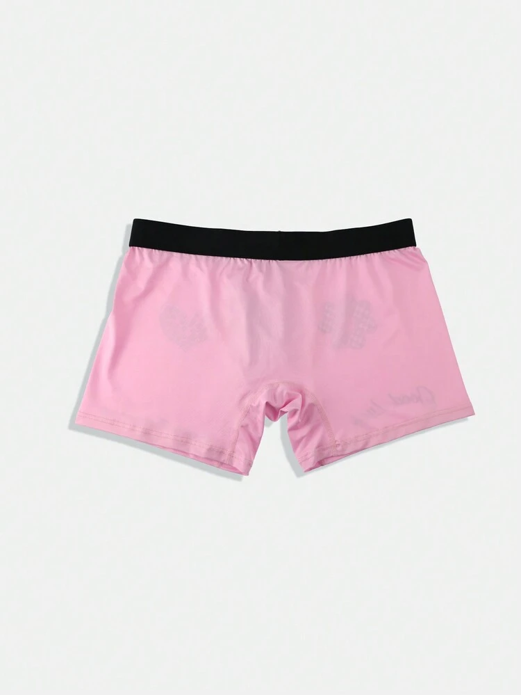 Men Cartoon And Letter Print Contrast Color Boxer Briefs With Stripe Trim