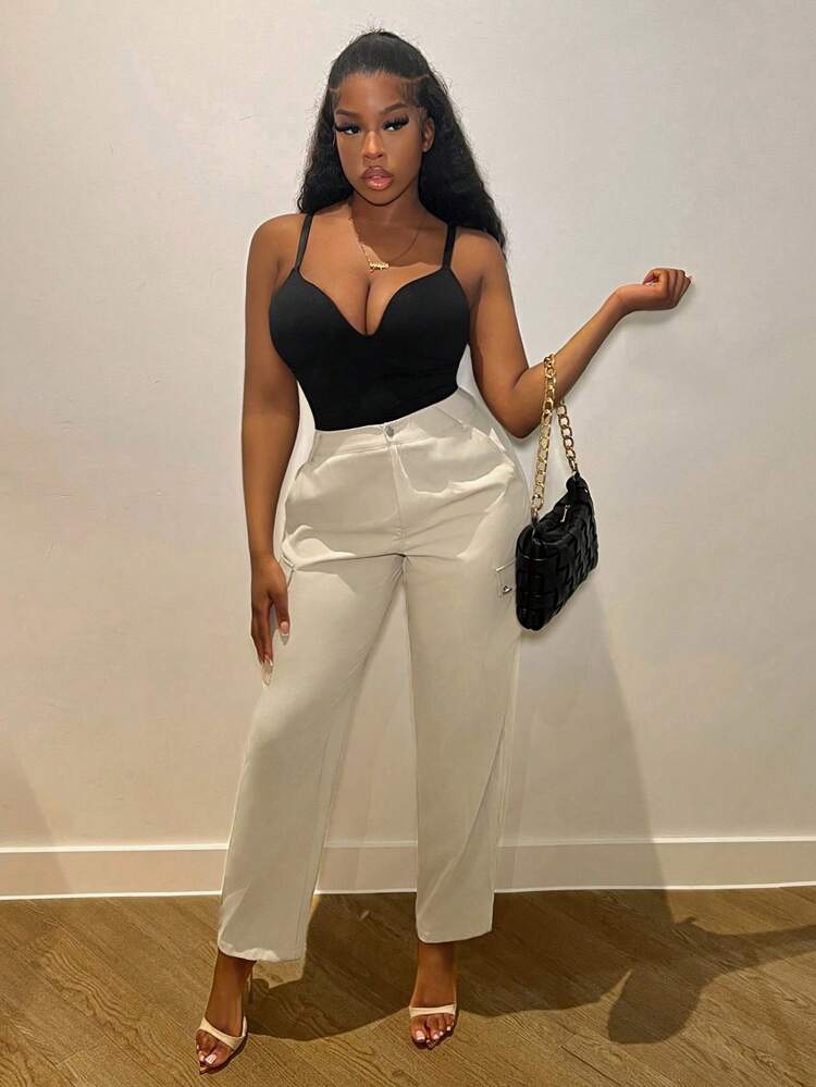 New Casual Street Style Slim Fit Cargo Pants With Pockets - C