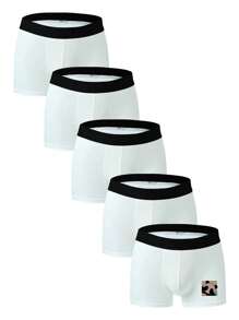 男士透气平角短裤，加大码内裤，4 件/5 件装 - 白色 - 查看 4