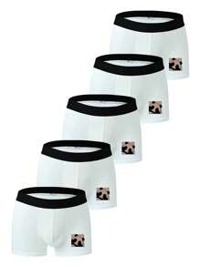 男士透气平角短裤，加大码内裤，4 件/5 件装 - 白色 - 查看 1