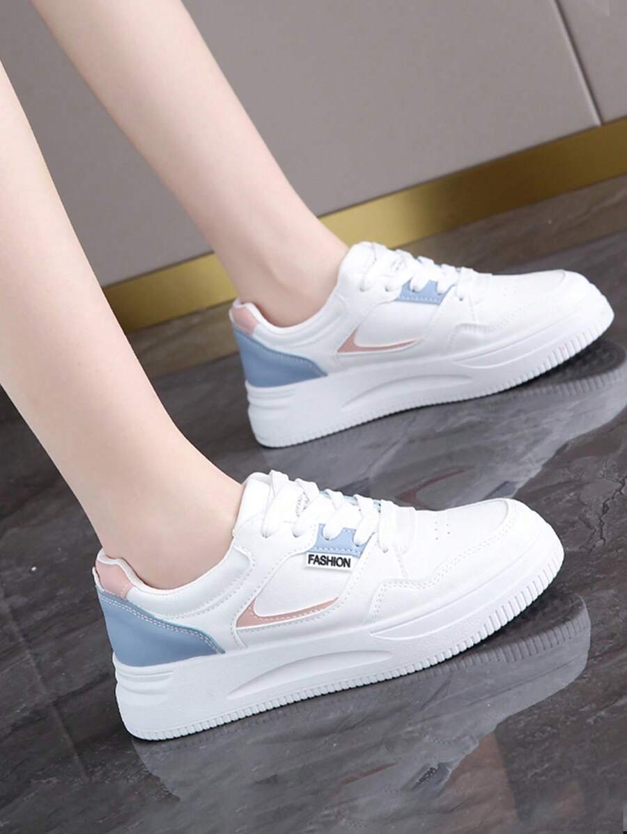 Women Letter Graphic Colorblock Sneakers, High Top Round Toe Skate Shoes - Multicolor - View 1