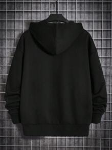 RueChic Men Letter Graphic Hoodie For Autumn & Winter - Black - View 2