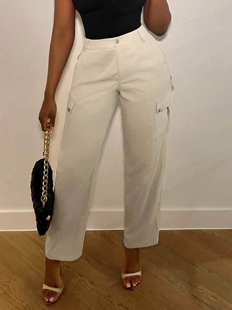 New Casual Street Style Slim Fit Cargo Pants With Pockets - C