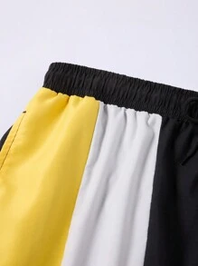 Surfspeed Men Plus Size Fashionable Color Block Loose Beach Shorts - Multicolor - View 3