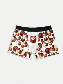 Bóxers de colores para hombres con estampado de dibujos animados y ribete con bloque de colores