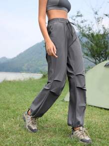In My Nature Women's Solid Color Waterproof Drawstring Pants With Pockets For Outdoor Activities