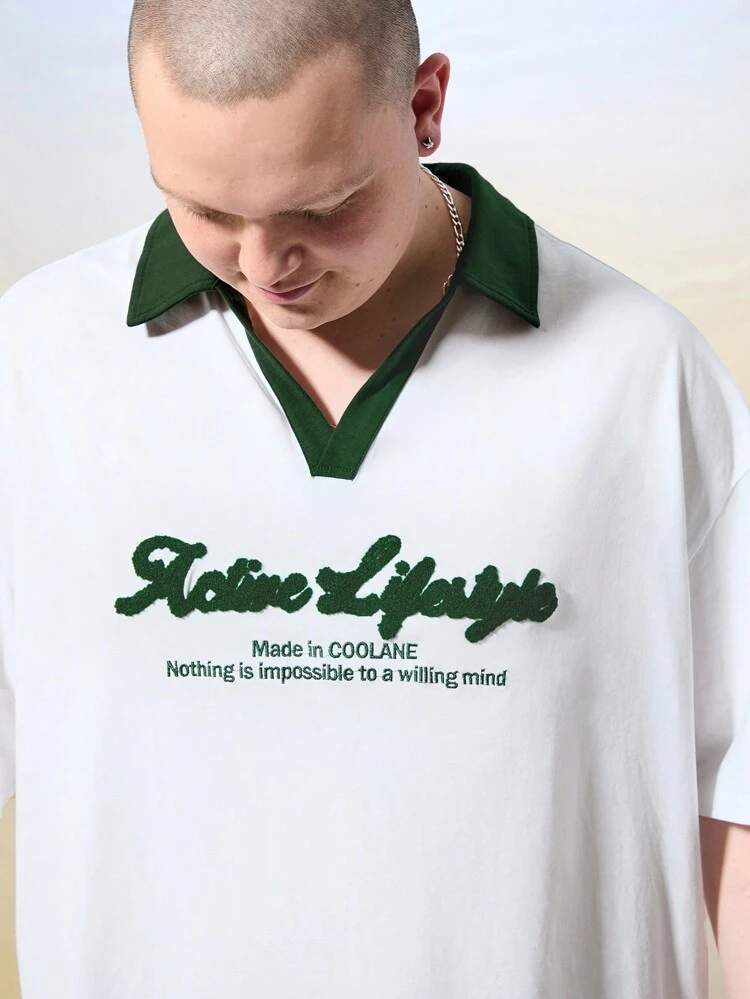 Men Plus Size Knitted Casual Loose Fit Short Sleeve Polo Shirt