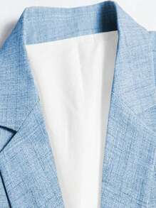 Men's Fashion Casual Elegant Solid Light Blue Blazer - Blue - View 4