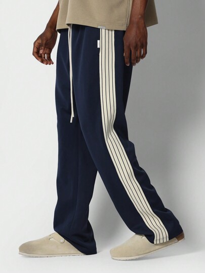 SUMWON Athletic Track Sweatpants Premium Stripe Detail Relaxed Fit Cozy Loungewear Jogger Style Elastic Waist Drawstring Casual Comfort Daily Wear Training Exercise Pants