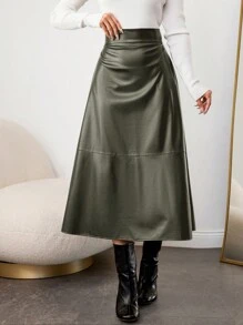 EURMUSE Women's Pocket Skirt - Dark Green - View 1