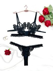 Classic Sexy Conjunto de lencería sexy para mujer inalámbrico de 2 piezas