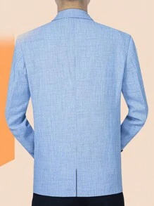Men's Fashion Casual Elegant Solid Light Blue Blazer - Blue - View 2