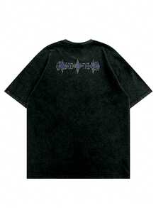 Women's Harajuku Style Casual Round Neck Short Sleeve Portrait & Letter Print Fashion Streetwear Gothic Tee