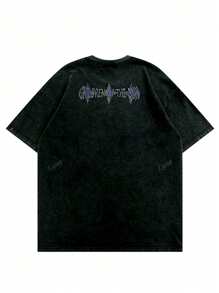 Women's Harajuku Style Casual Round Neck Short Sleeve Portrait & Letter Print Fashion Streetwear Gothic Tee