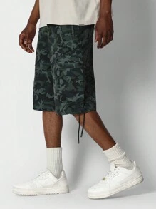 SUMWON 迷彩印花尼龙短裤 - 軍綠色 - 查看 1