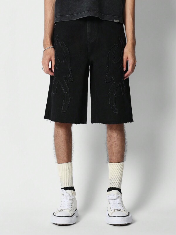 SUMWON Denim Jorts met applicatie