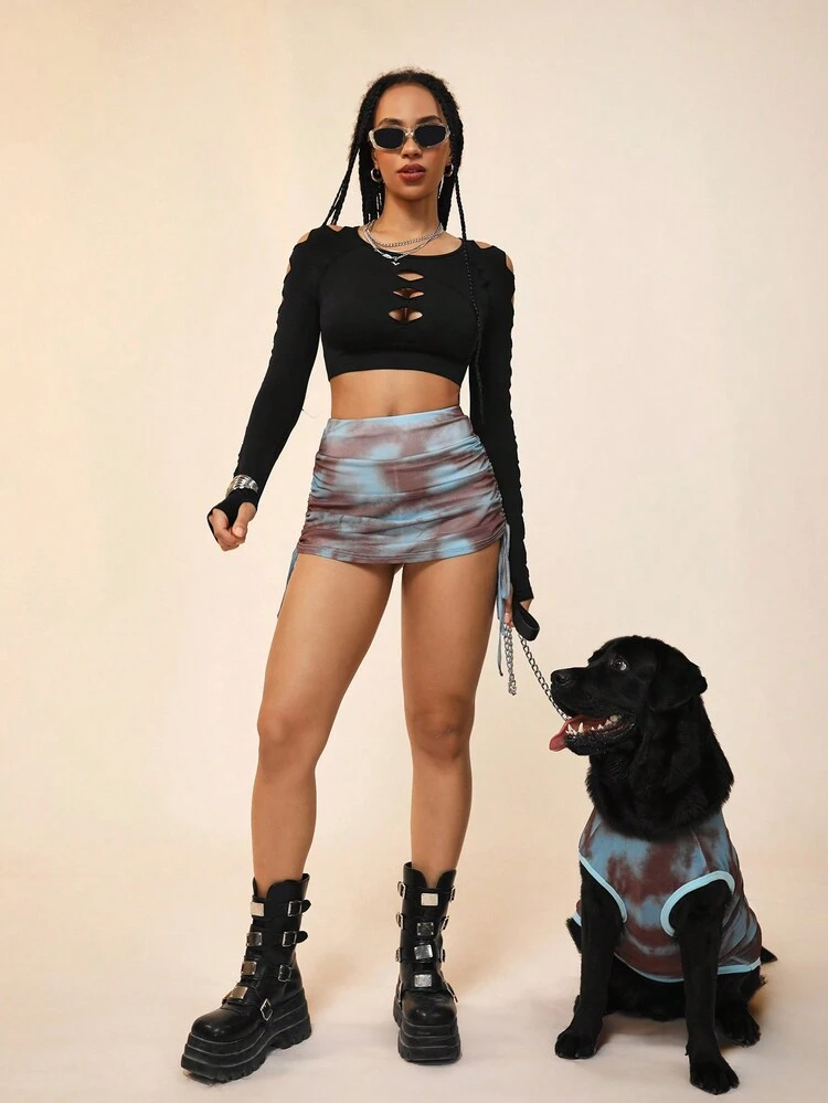 Summer Fashion Solid Color Slim Fit Cropped Sports T-Shirt With Hollow Out Design Gym Top Workout Tops