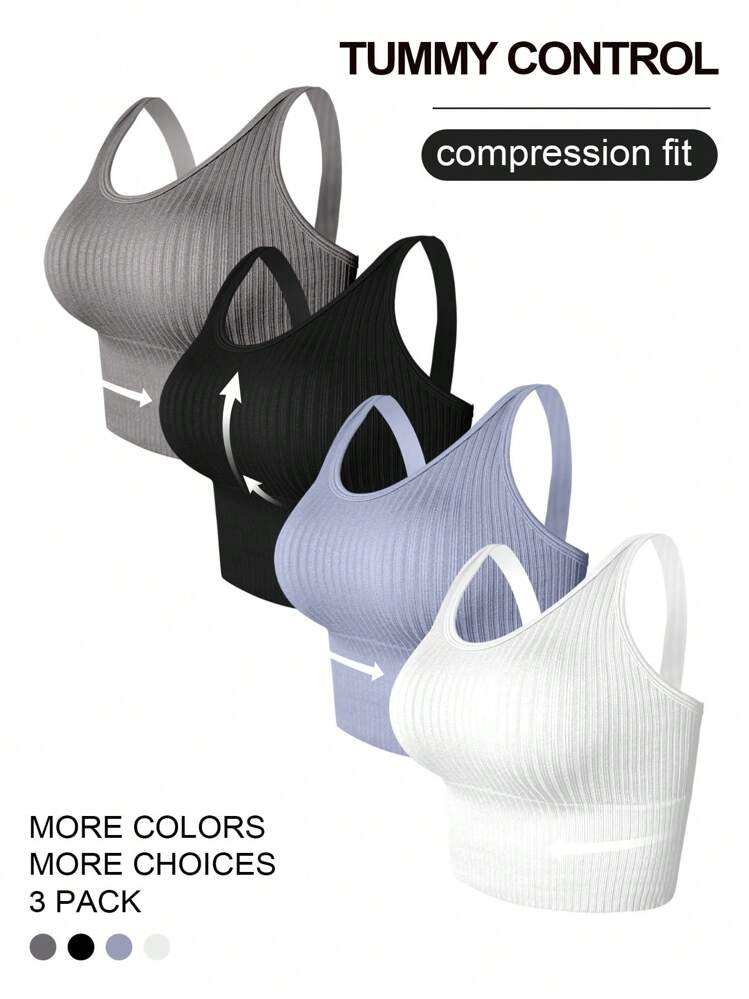 Easithlete Women's Solid Color Slim Fit Sports Tank Top Fitted Shirt Four Pair