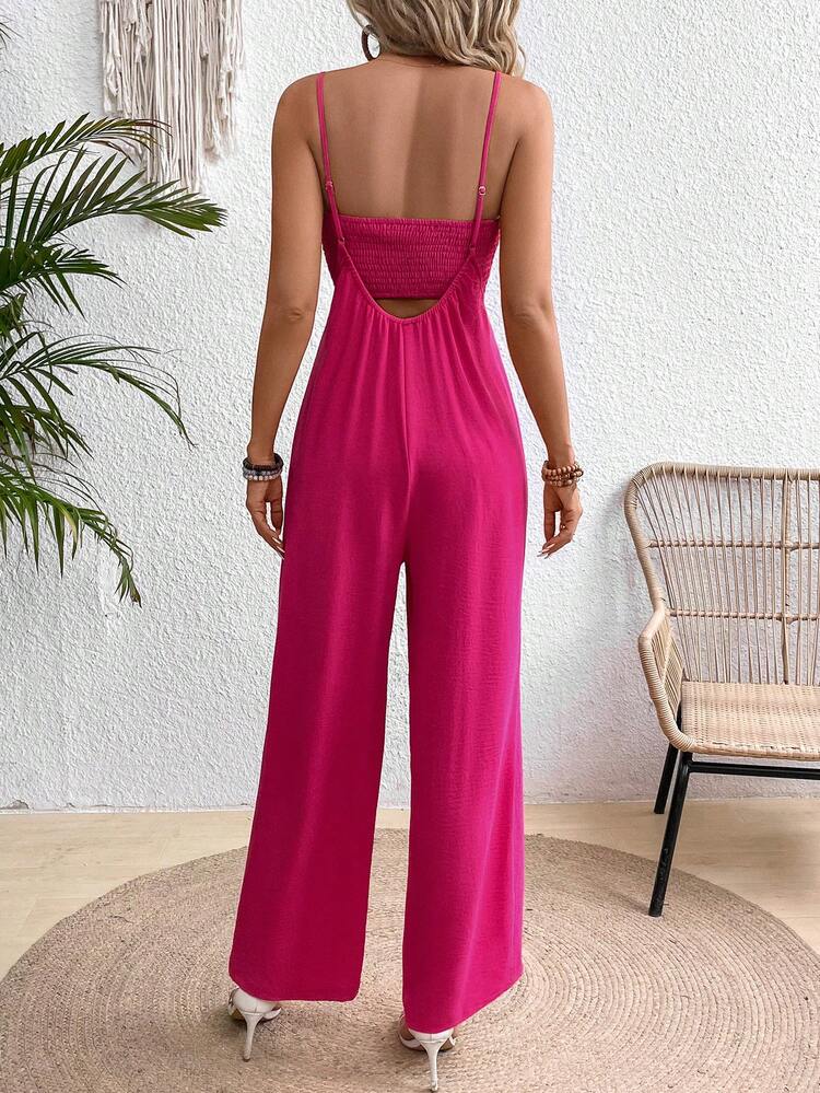 Women's Solid Color Simple Style Daily Strapless Crop Top And Jumpsuit Set