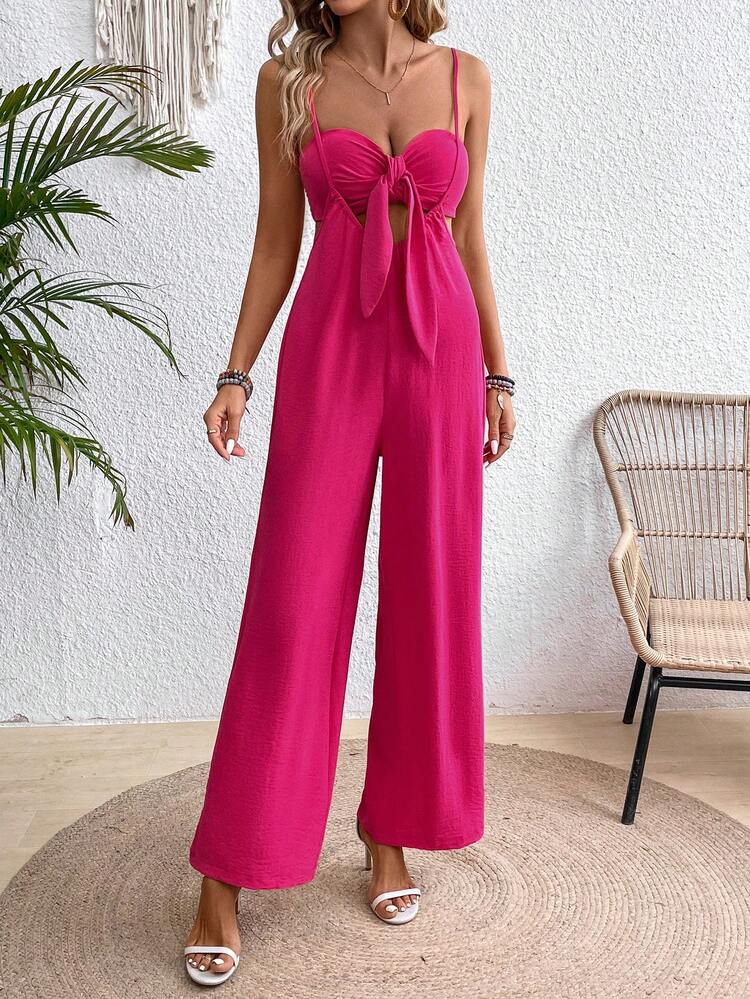Women's Solid Color Simple Style Daily Strapless Crop Top And Jumpsuit Set