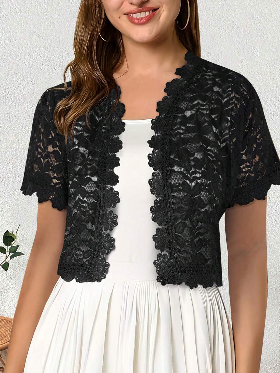 Summer Casual Camellia Lace Short Sleeve Bolero Shrug