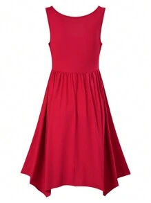 Calvaya Women's Solid Color Strapless Dress With Pleated Bodice And Asymmetric Hem For Summer