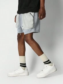 SUMWON 側邊繩口口袋束口降襠短褲 - 灰色 - 查看 2