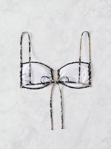 SHEIN Swim Women's U-Shaped Buckle Swimwear Top With Printed Pattern (Random) For Vacation, Summer Beach - Multicolor - View 2