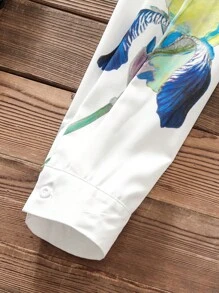 Lacomfia Plus Size Floral Printed Single-Breasted Casual Long Sleeve Shirt Fall Cloth For Women - Multicolor - View 4