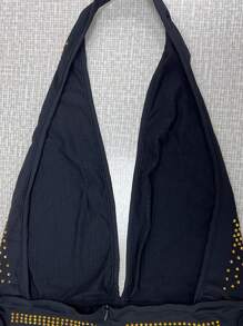 Women's Sexy V-Neck Party Ball Gown Dress (Heavily Embellished) Elegant Prom Semi Formal Wedding Guest Dress, For Birthday, Graduation, Homecoming - 金色 - 查看 4