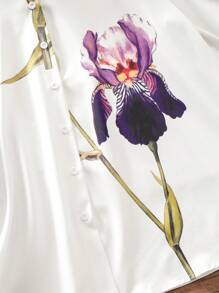 Lacomfia Plus Size Floral Printed Single-Breasted Casual Long Sleeve Shirt Fall Cloth For Women - Multicolor - View 6