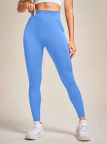 SHEIN Sport Studio Leggings a vita alta senza cuciture con stampa di lettere, adatti per yoga e fitness