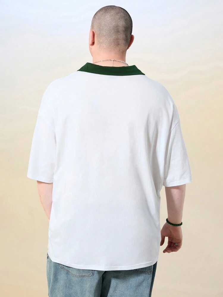 Men Plus Size Knitted Casual Loose Fit Short Sleeve Polo Shirt