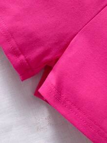 Fashionable Color Block Baby Girl Sleeveless Top, Shorts And Short Sleeve Jacket Set - Hot Pink - View 7