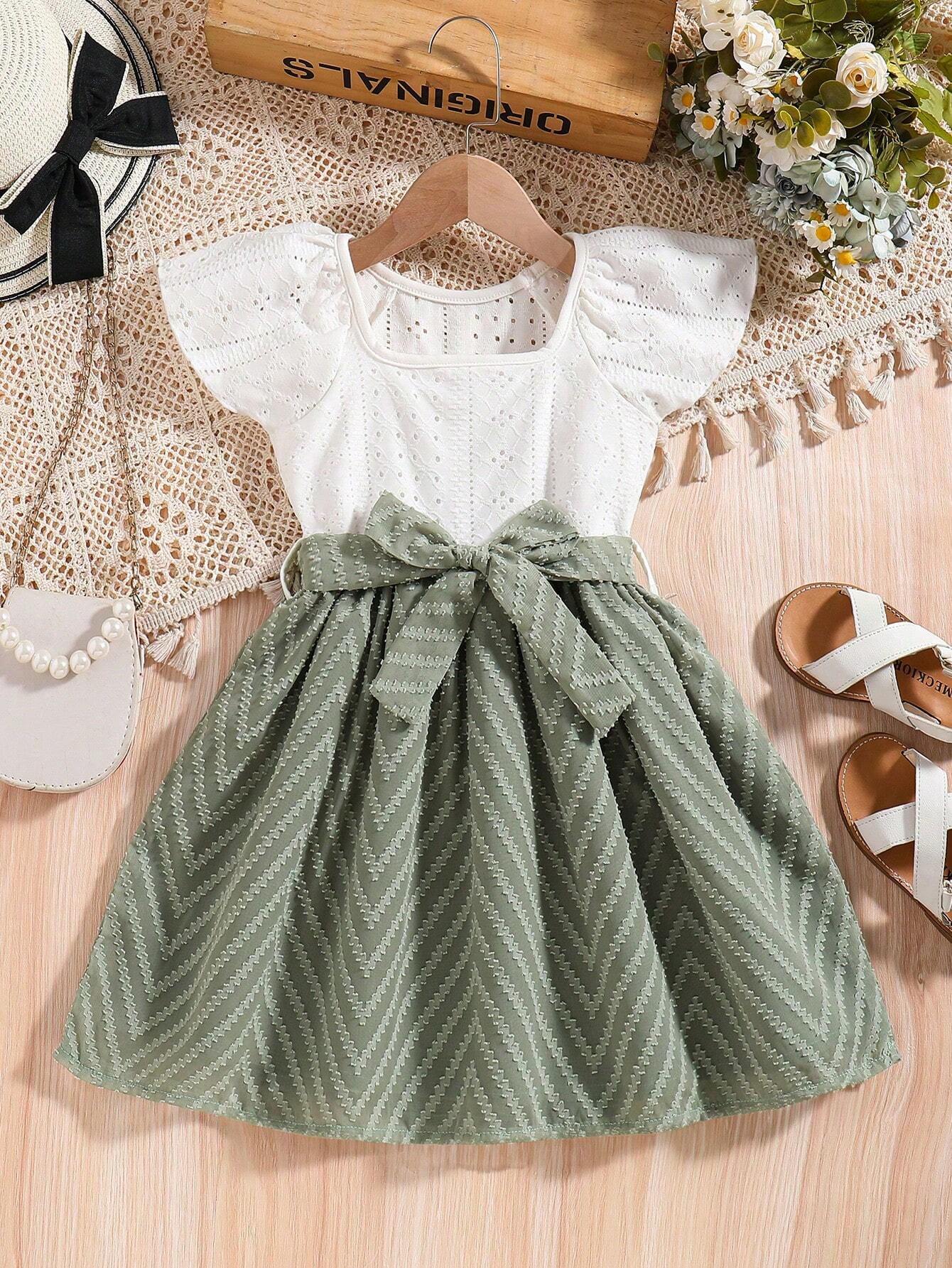 Young Girl Bohemian Hollow Out Stripe Patchwork Asymmetric Hem 