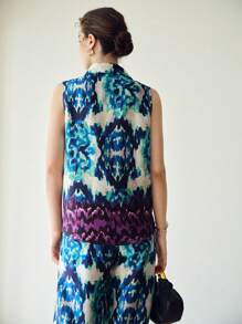 MOTF PREMIUM เสื้อเชิ้ตแขนกุดพิมพ์ลายทั้งตัว - สีม่วง - ดู 5