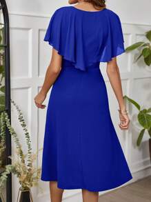 Ellevyn Vestido verde de longitud media para mujer con dobladillo de volantes