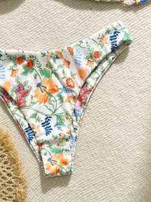 Swim Mod Trajes de baño para mujer, conjunto de bikini con estampado floral, estampado aleatorio de verano - Multicolor - Ver 4