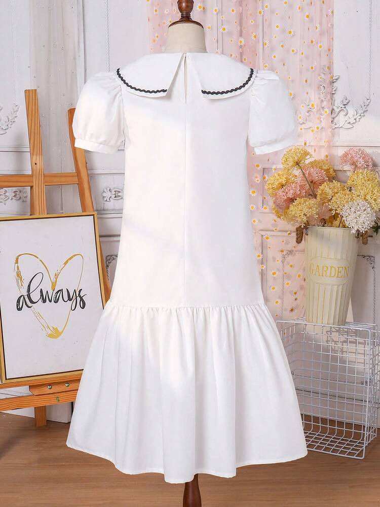 Tween Girl 1Pc White Lace Casual Dress