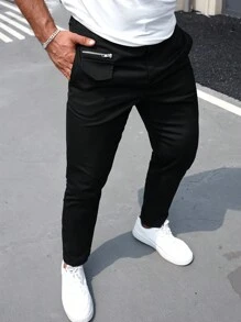 Manfinity Homme Pantaloni da abito conici casual per uomo dal colore solido