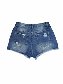 Women's Fashion Frayed Distressed Washed Denim Frayed Hem Shorts