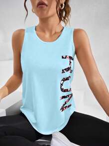 Sovereign Charm Solid Drop Armhole Sports Tank Topworkout Tank Top - Blue - View 5