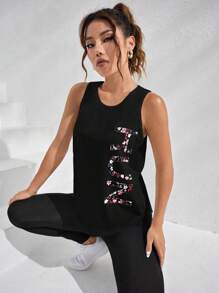 Solea Cove 几何印花裹背运动背心working Tank Top - 黑色 - 查看 6