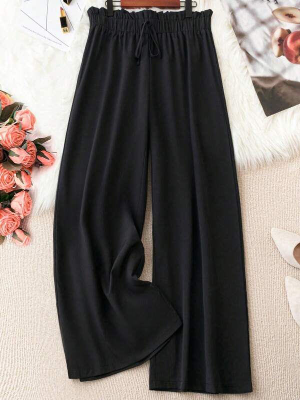SHEIN CURVE+ Plus Size Women's Solid Color Simple Daily Pants